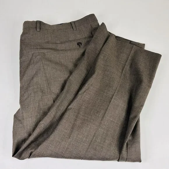 Joseph Abboud 56S Suit 25x27 Flat Front 100% Wool Beige Two Button Double Vented